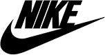 Nike logo featuring the brand name in bold black italic text alongside the iconic black Swoosh symbol on a white background, perfect for corporate event displays or striking balloon installations in Los Angeles.