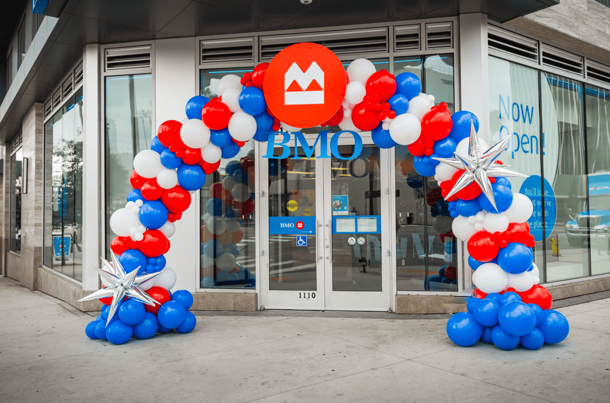 Custom balloon arch for grand opening