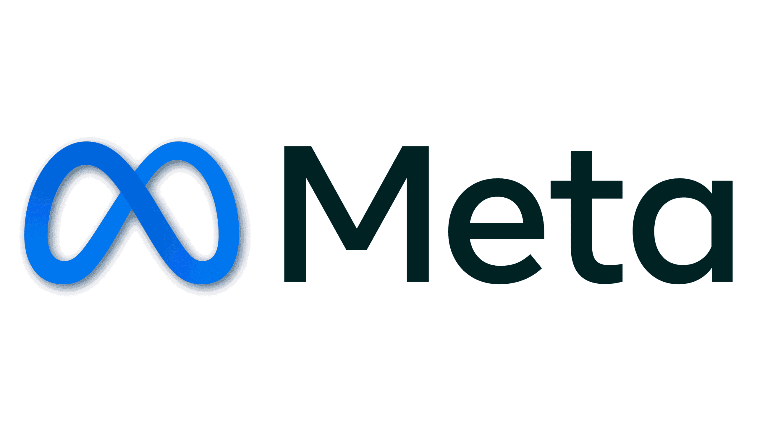 The Meta logo, an iconic brand featuring a blue infinity loop symbol next to the company name.